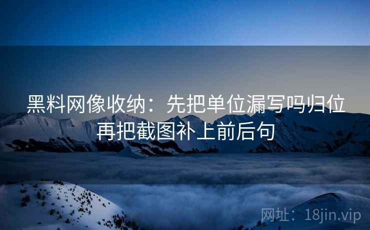 黑料网像收纳：先把单位漏写吗归位再把截图补上前后句