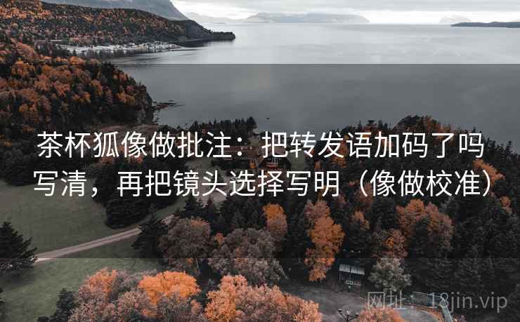 茶杯狐像做批注：把转发语加码了吗写清，再把镜头选择写明（像做校准）
